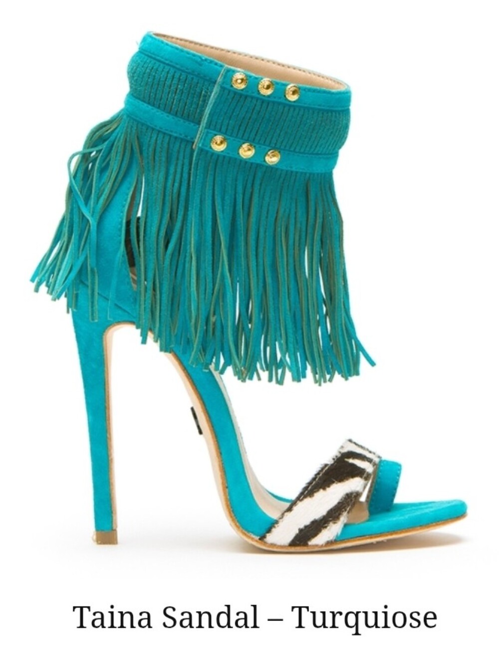 IYKYK Emiky B TAINA Turquoise Fringe High Heel Sandal
